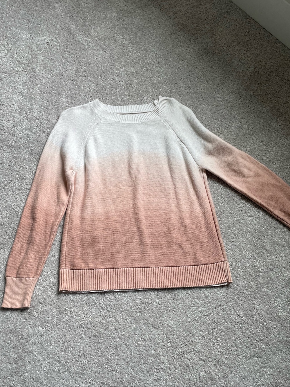LOFT Ombre Crewneck Sweater — Cream to Dusty Pink